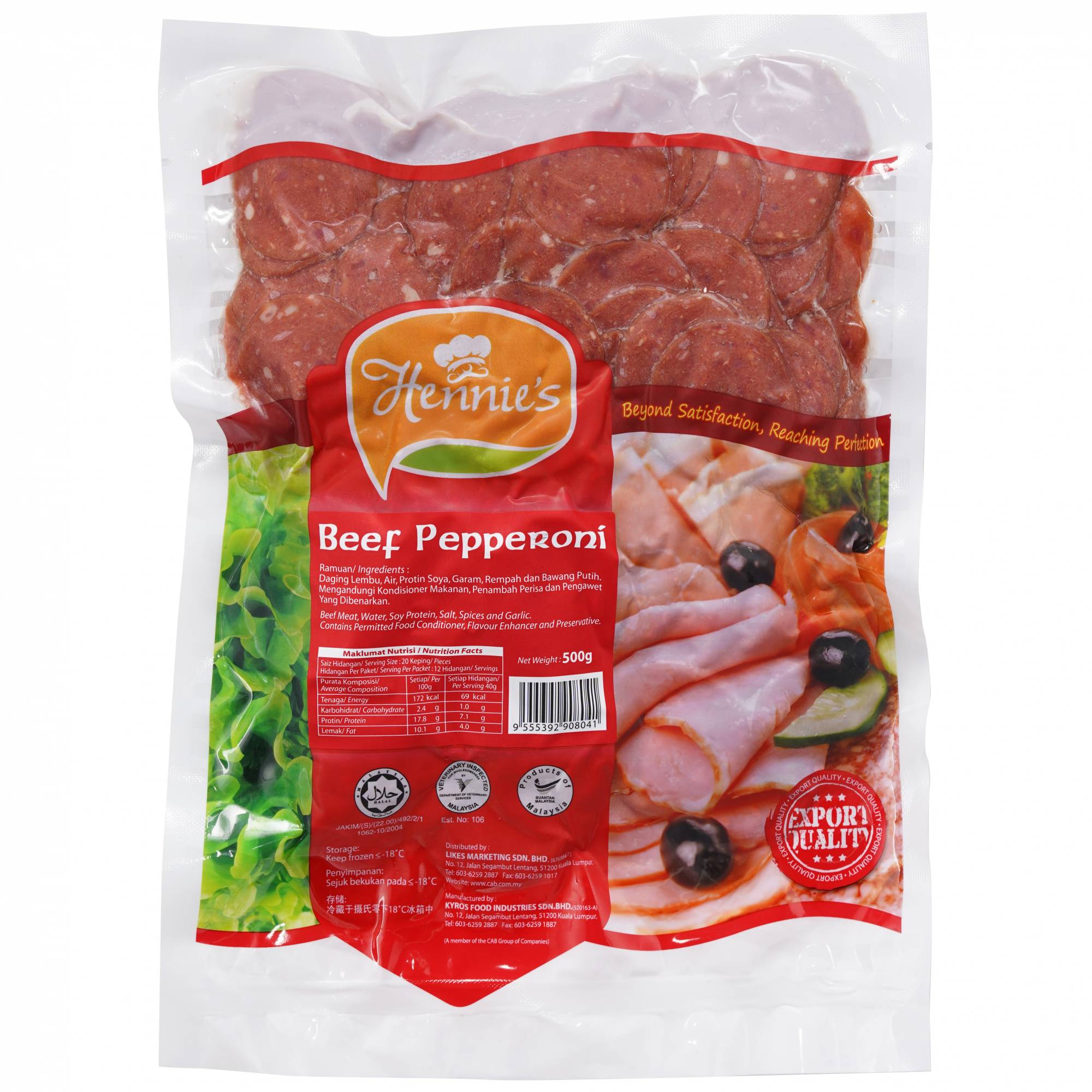 Hennies Beef Pepperoni (500g)